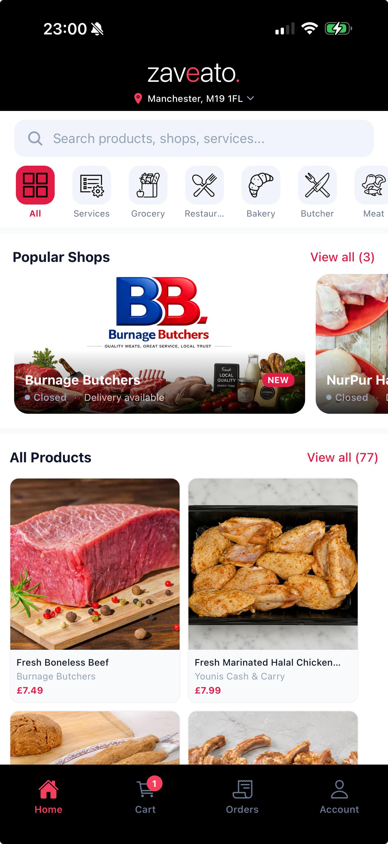 Zaveato app home screen